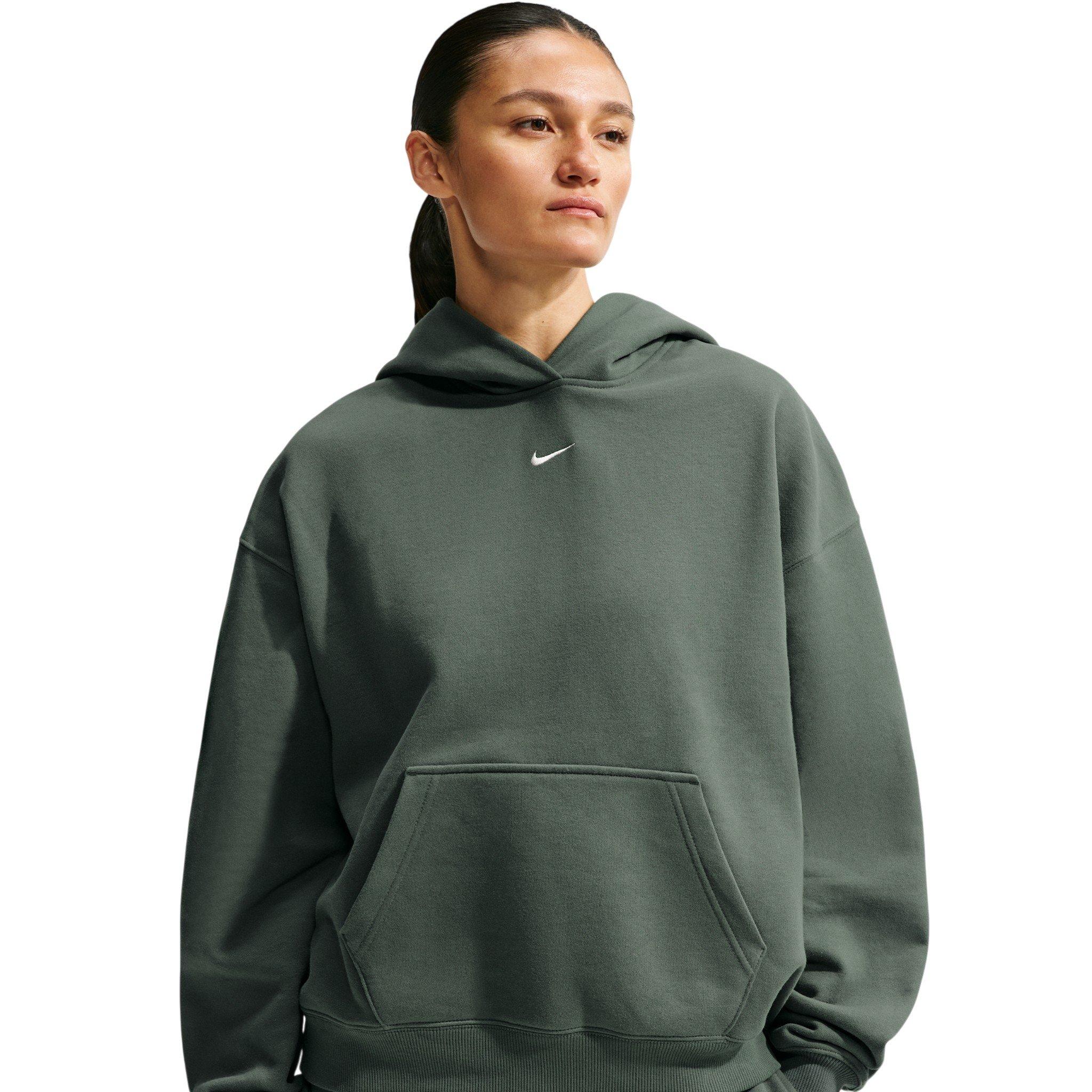 Nike Women's Studio Fleece Medium Weight Oversized Pullover Hoodie - Green - GREEN